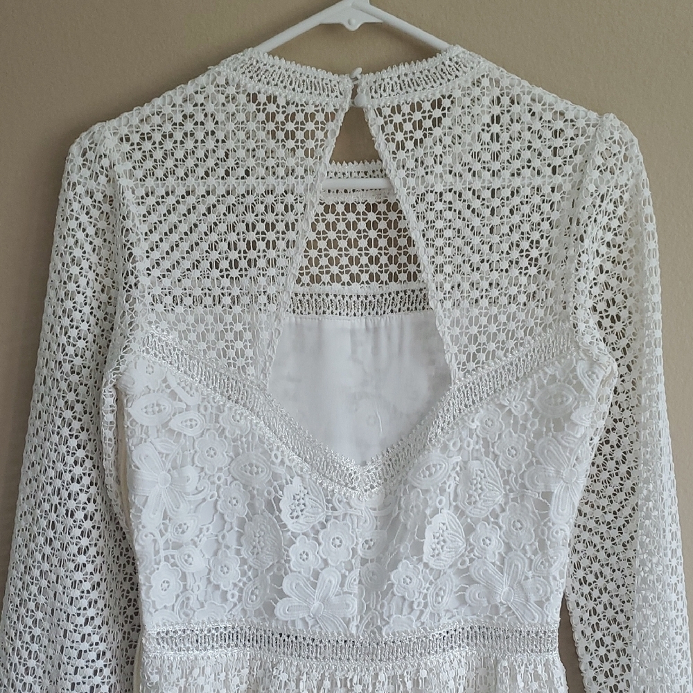 BHLDN White Long Sleeve Lace Wedding Dress Or Any Occassion - Picture 8 of 13